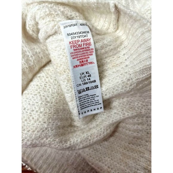 Topshop Sweater Beige Pretty Wave Pattern Women Sz 14 NEW NWT - Picture 4 of 5